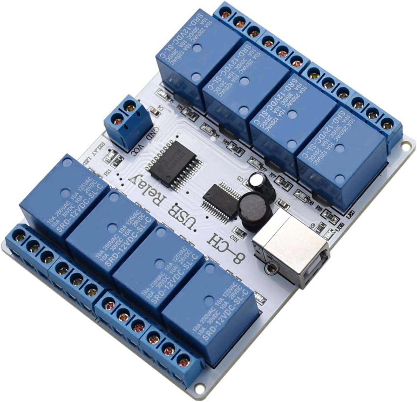 8 Channel USB Relay YWLUUOO, DC 12V